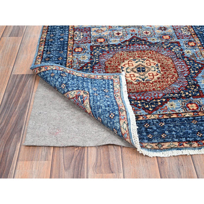 Mamluk Wool Hand Knotted Rug Blue Blue 2.8X15.4 -O086759