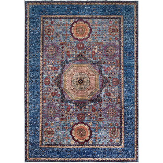 Mamluk Wool Hand Knotted Rug Blue Blue 9.10X13.8 -O086760