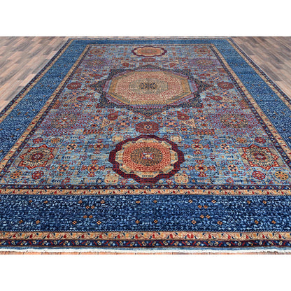 Mamluk Wool Hand Knotted Rug Blue Blue 9.10X13.8 -O086760