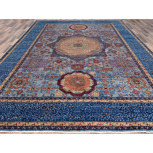 Mamluk Wool Hand Knotted Rug Blue Blue 9.10X13.8 -O086760
