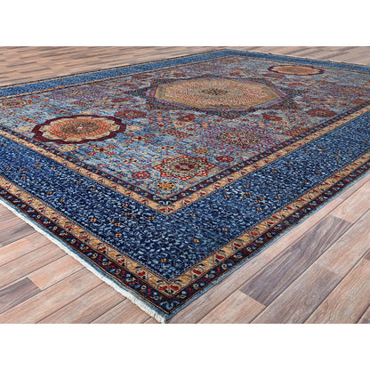 Mamluk Wool Hand Knotted Rug Blue Blue 9.10X13.8 -O086760