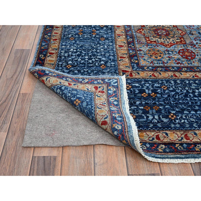 Mamluk Wool Hand Knotted Rug Blue Blue 9.10X13.8 -O086760