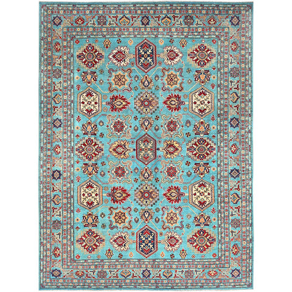 Kazak Wool Hand Knotted Rug Blue Ivory 8.11X12.1 -O086765
