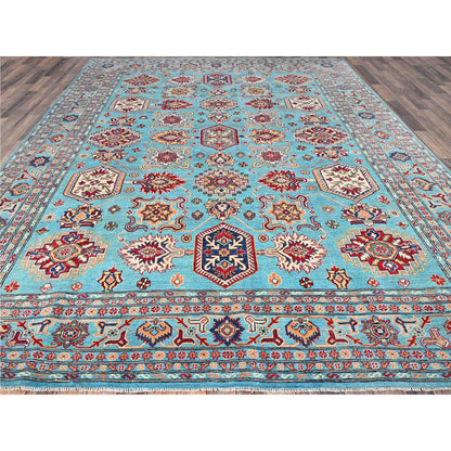 Kazak Wool Hand Knotted Rug Blue Ivory 8.11X12.1 -O086765