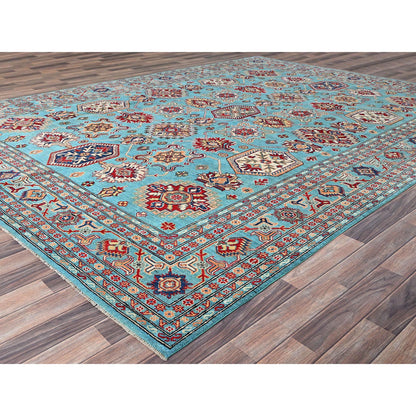 Kazak Wool Hand Knotted Rug Blue Ivory 8.11X12.1 -O086765