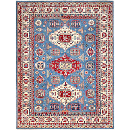 Kazak Wool Hand Knotted Rug Blue Ivory 9.3X12.0 -O086766