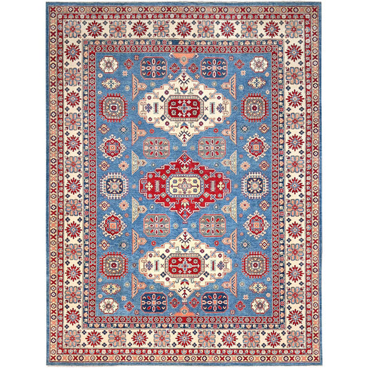 Kazak Wool Hand Knotted Rug Blue Ivory 9.3X12.0 -O086766