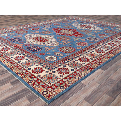 Kazak Wool Hand Knotted Rug Blue Ivory 9.3X12.0 -O086766