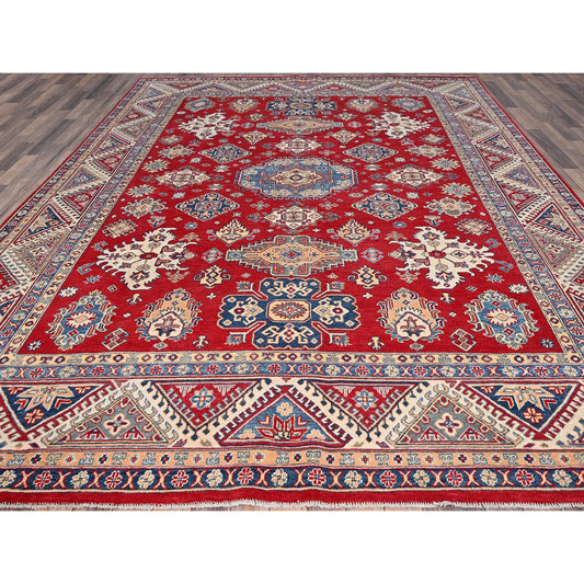 Kazak Wool Hand Knotted Rug Red Ivory 9.2X11.6 -O086767