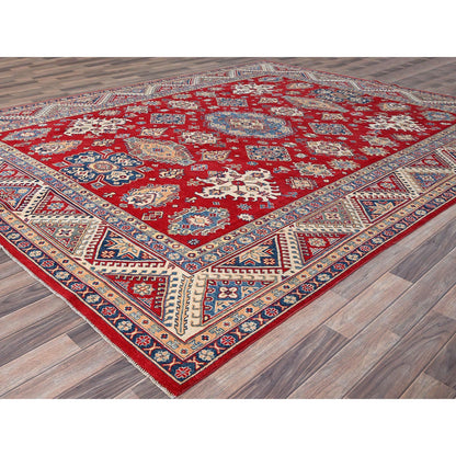 Kazak Wool Hand Knotted Rug Red Ivory 9.2X11.6 -O086767