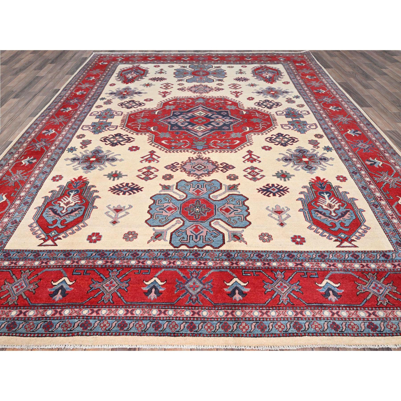 Ivory 8'10" x 11'8" Kazak Hand knotted Wool Rug - Sku: O086769