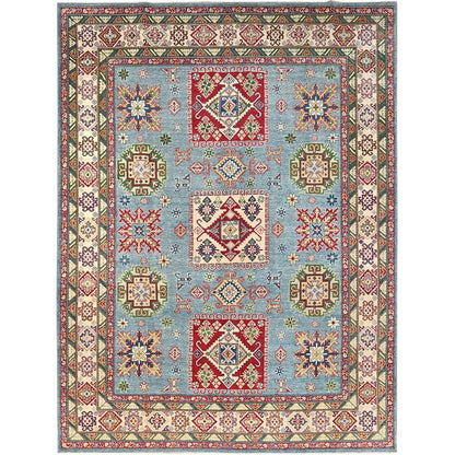 Kazak Wool Hand Knotted Rug Blue Ivory 8.11X11.9 -O086770