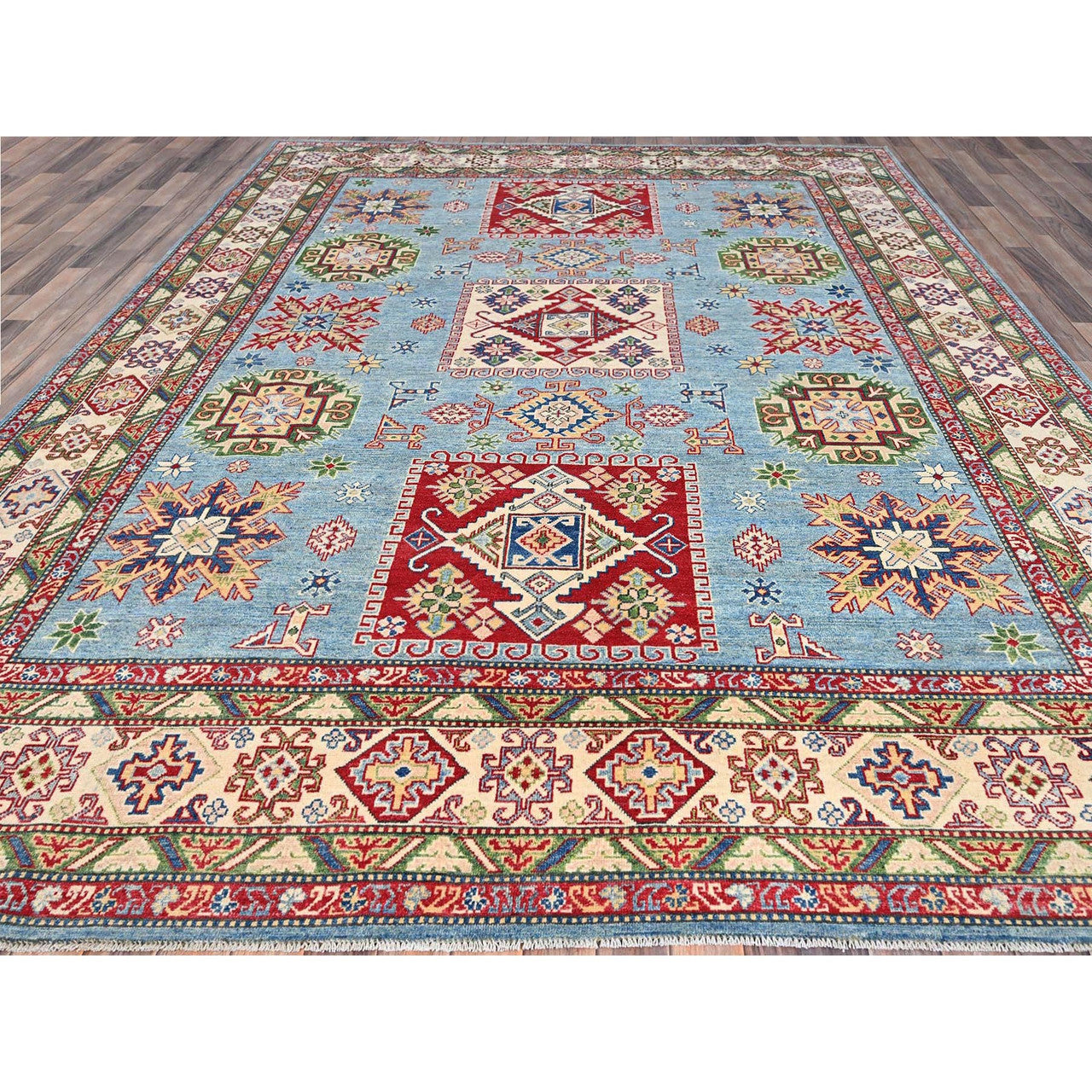 Blue 8'11" x 11'9" Kazak Hand knotted Wool Rug - Sku: O086770