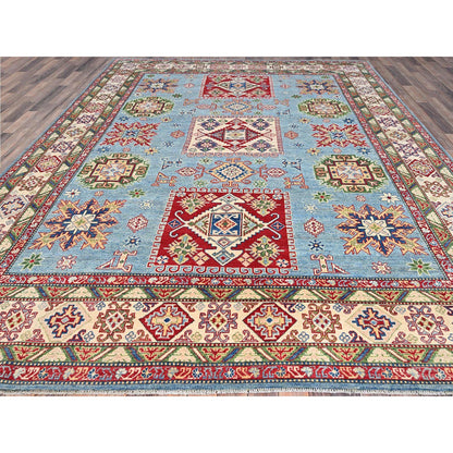 Kazak Wool Hand Knotted Rug Blue Ivory 8.11X11.9 -O086770