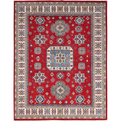 Kazak Wool Hand Knotted Rug Red Ivory 7.11X10.2 -O086773