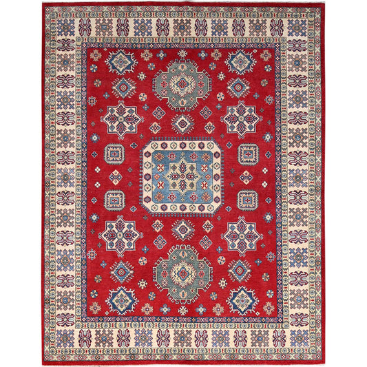 Kazak Wool Hand Knotted Rug Red Ivory 7.11X10.2 -O086773