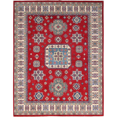 Kazak Wool Hand Knotted Rug Red Ivory 7.11X10.2 -O086773