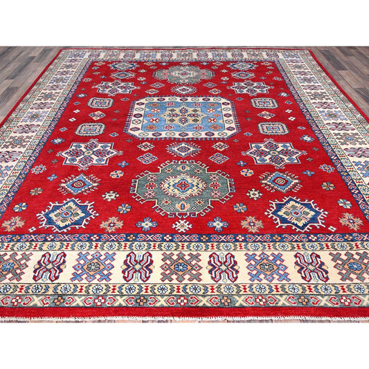 Kazak Wool Hand Knotted Rug Red Ivory 7.11X10.2 -O086773