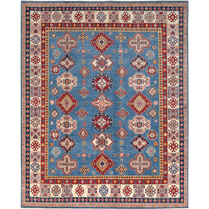 Kazak Wool Hand Knotted Rug Blue Pink 8.2X9.11 -O086778