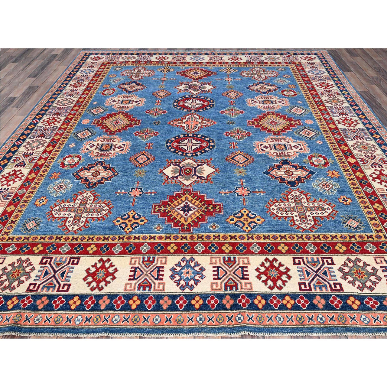 Blue 8'2" x 9'11" Kazak Hand knotted Wool Rug - Sku: O086778
