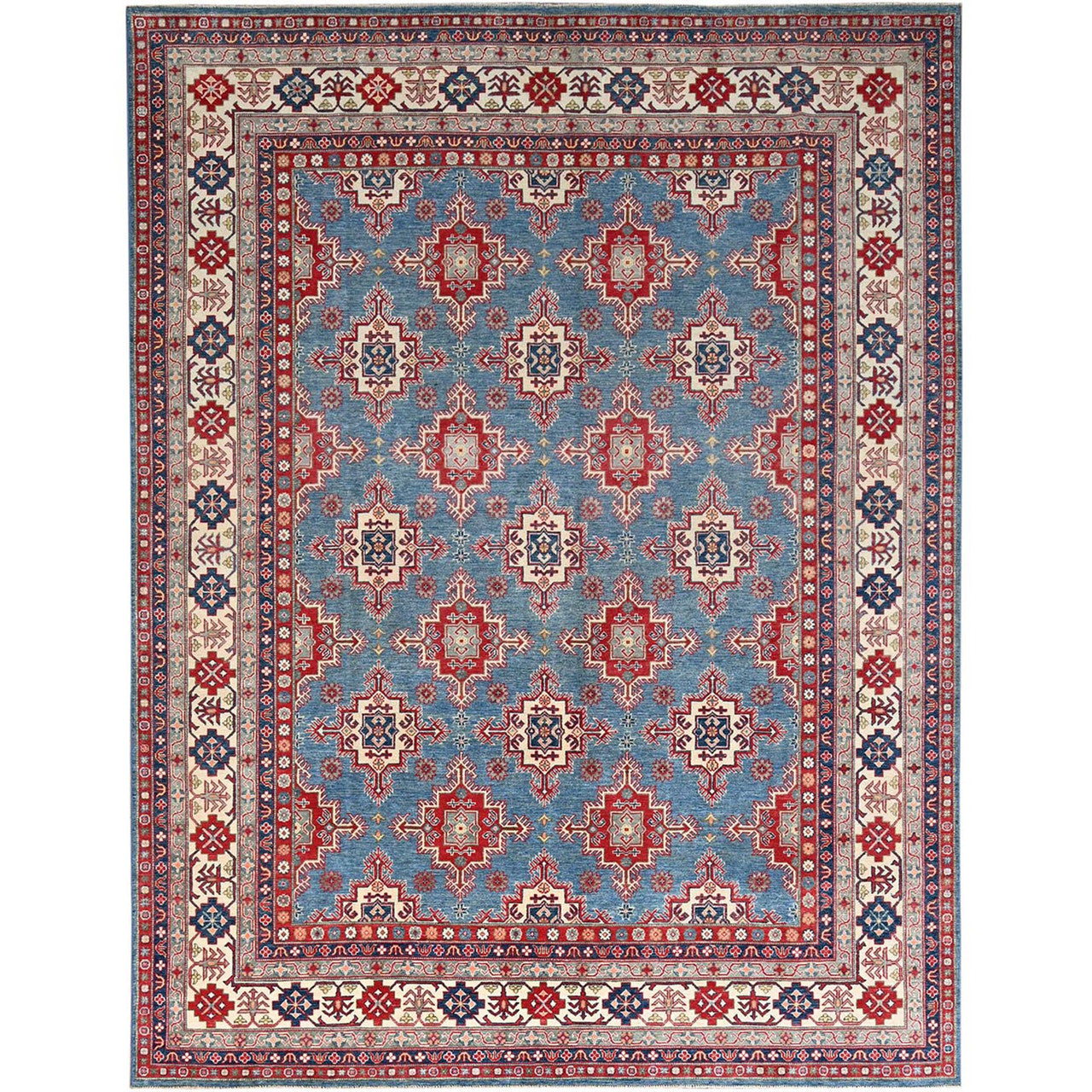 Blue 9'2" x 11'9" Kazak Hand knotted Wool Rug - Sku: O086780