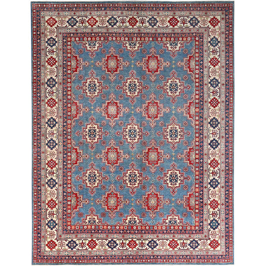 Kazak Wool Hand Knotted Rug Blue Ivory 9.2X11.9 -O086780