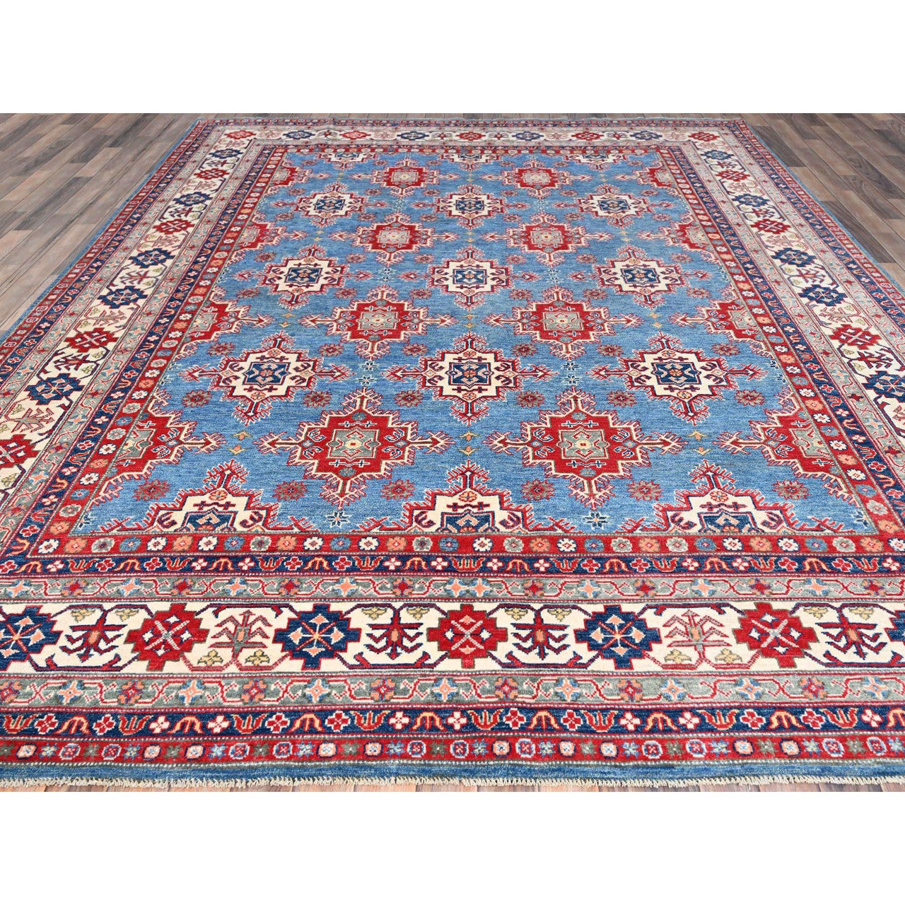 Blue 9'2" x 11'9" Kazak Hand knotted Wool Rug - Sku: O086780