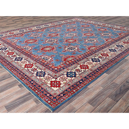 Kazak Wool Hand Knotted Rug Blue Ivory 9.2X11.9 -O086780