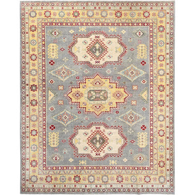 Kazak Wool Hand Knotted Rug Grey Cornsilk 8.0X9.9 -O086783