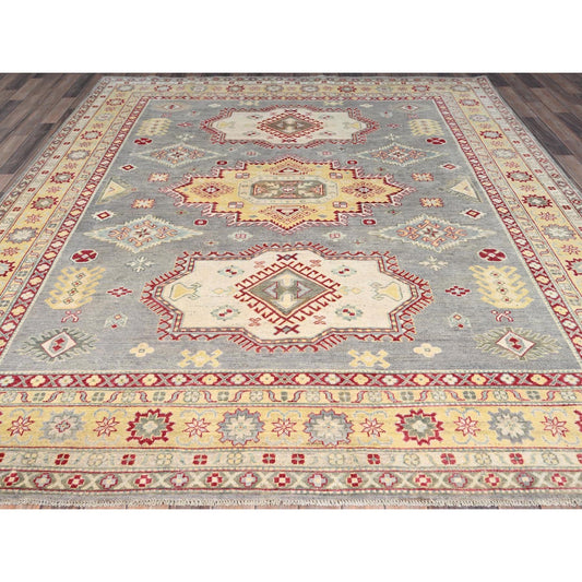 Kazak Wool Hand Knotted Rug Grey Cornsilk 8.0X9.9 -O086783