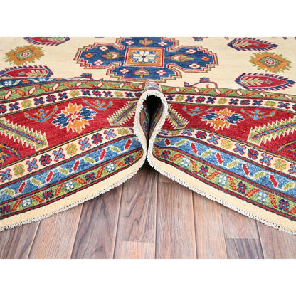 Kazak Wool Hand Knotted Rug Ivory Red 7.11X10.0 -O086784