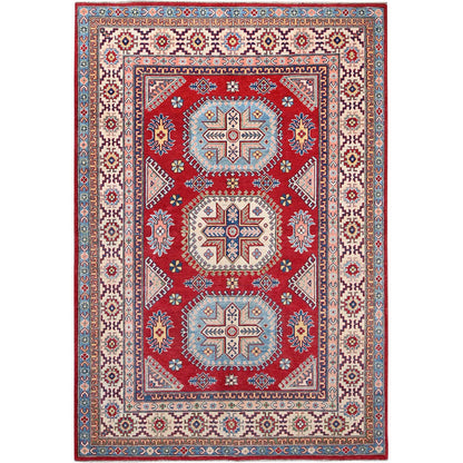 Kazak Wool Hand Knotted Rug Red Ivory 6.0X8.9 -O086788