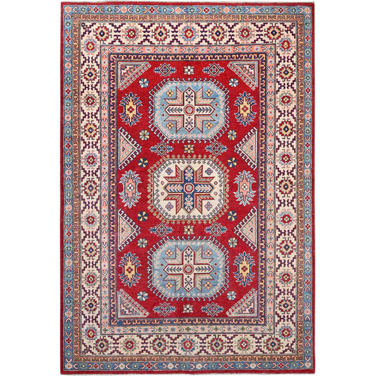 Kazak Wool Hand Knotted Rug Red Ivory 6.0X8.9 -O086788