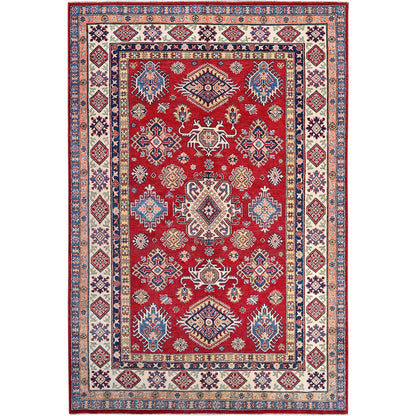 Kazak Wool Hand Knotted Rug Red Ivory 6.1X9.1 -O086789