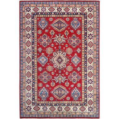 Kazak Wool Hand Knotted Rug Red Ivory 6.1X9.1 -O086789