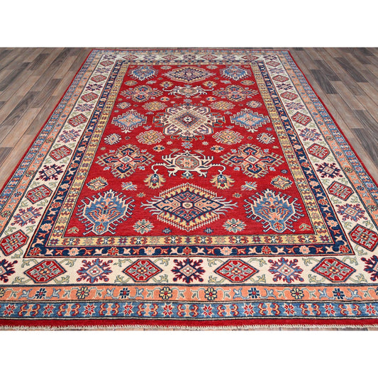 Kazak Wool Hand Knotted Rug Red Ivory 6.1X9.1 -O086789