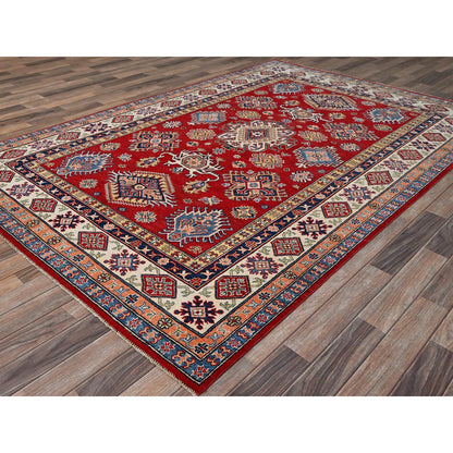 Kazak Wool Hand Knotted Rug Red Ivory 6.1X9.1 -O086789