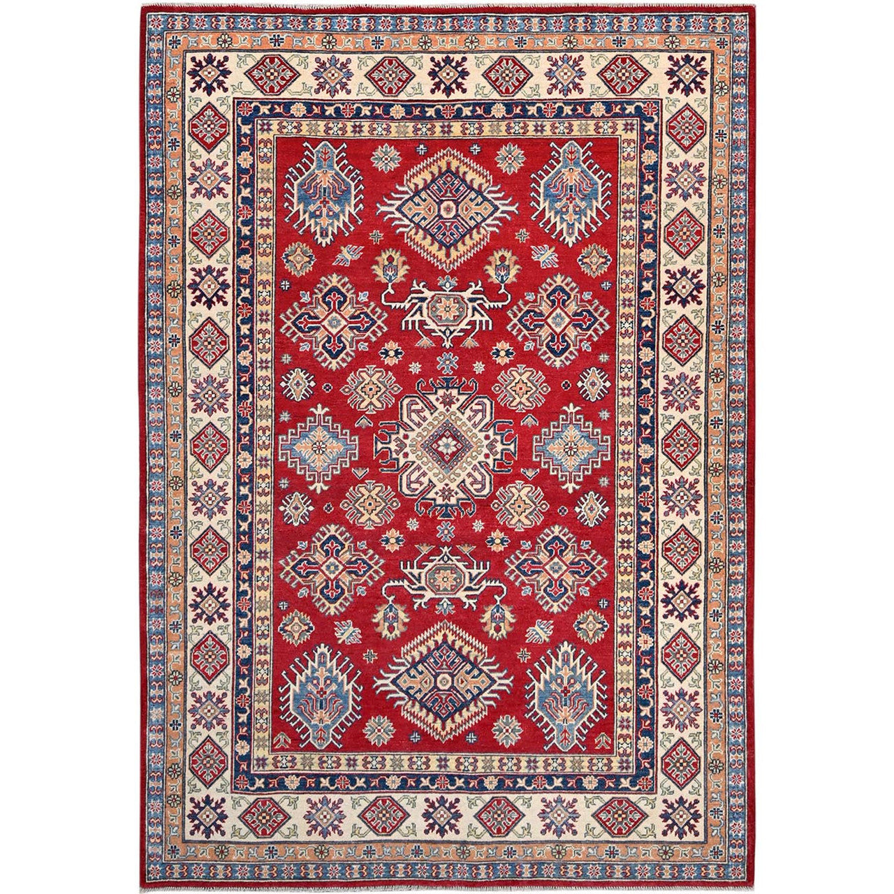 Red 6'2" x 8'9" Kazak Hand knotted Wool Rug - Sku: O086790