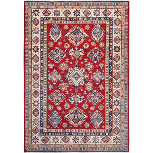 Kazak Wool Hand Knotted Rug Red Ivory 6.2X8.9 -O086790