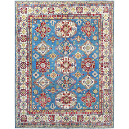 Kazak Wool Hand Knotted Rug Blue Ivory 7.11X10.1 -O086792
