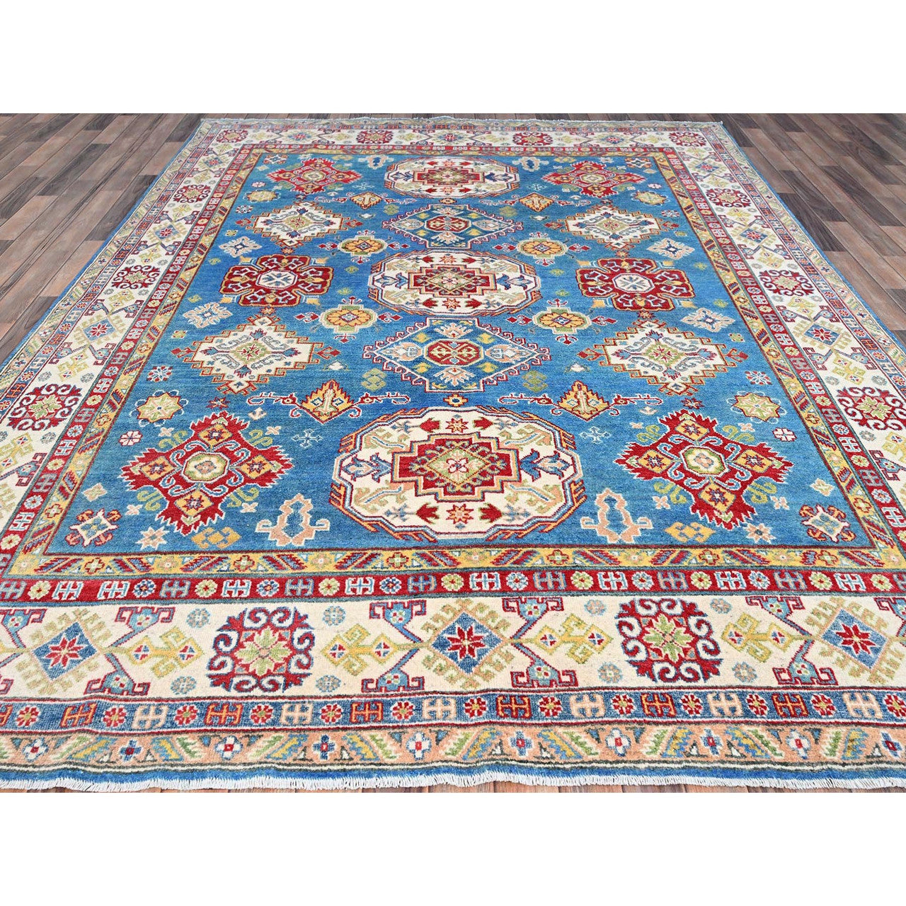 Blue 7'11" x 10'1" Kazak Hand knotted Wool Rug - Sku: O086792