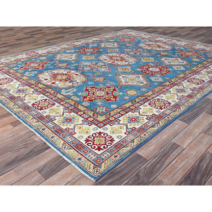 Kazak Wool Hand Knotted Rug Blue Ivory 7.11X10.1 -O086792