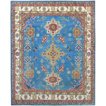 Kazak Wool Hand Knotted Rug Blue Ivory 8.3X9.8 -O086793