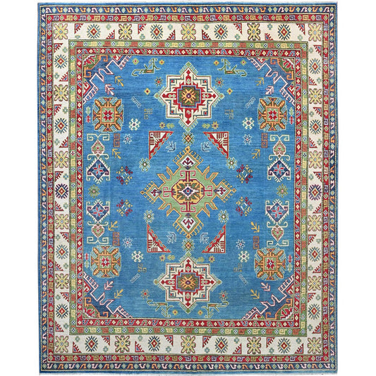 Kazak Wool Hand Knotted Rug Blue Ivory 8.3X9.8 -O086793