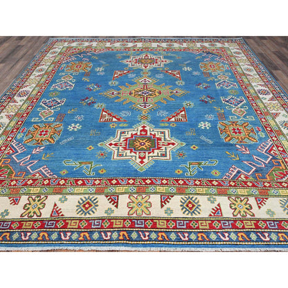 Kazak Wool Hand Knotted Rug Blue Ivory 8.3X9.8 -O086793
