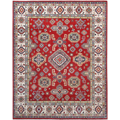 Kazak Wool Hand Knotted Rug Red Ivory 8.1X10.0 -O086794