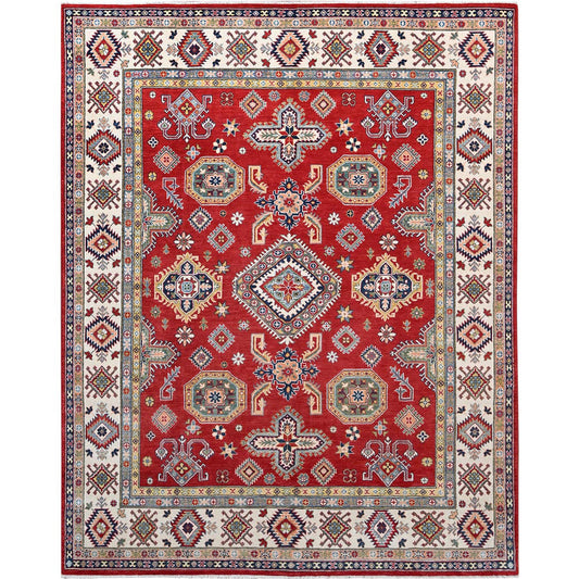 Kazak Wool Hand Knotted Rug Red Ivory 8.1X10.0 -O086794