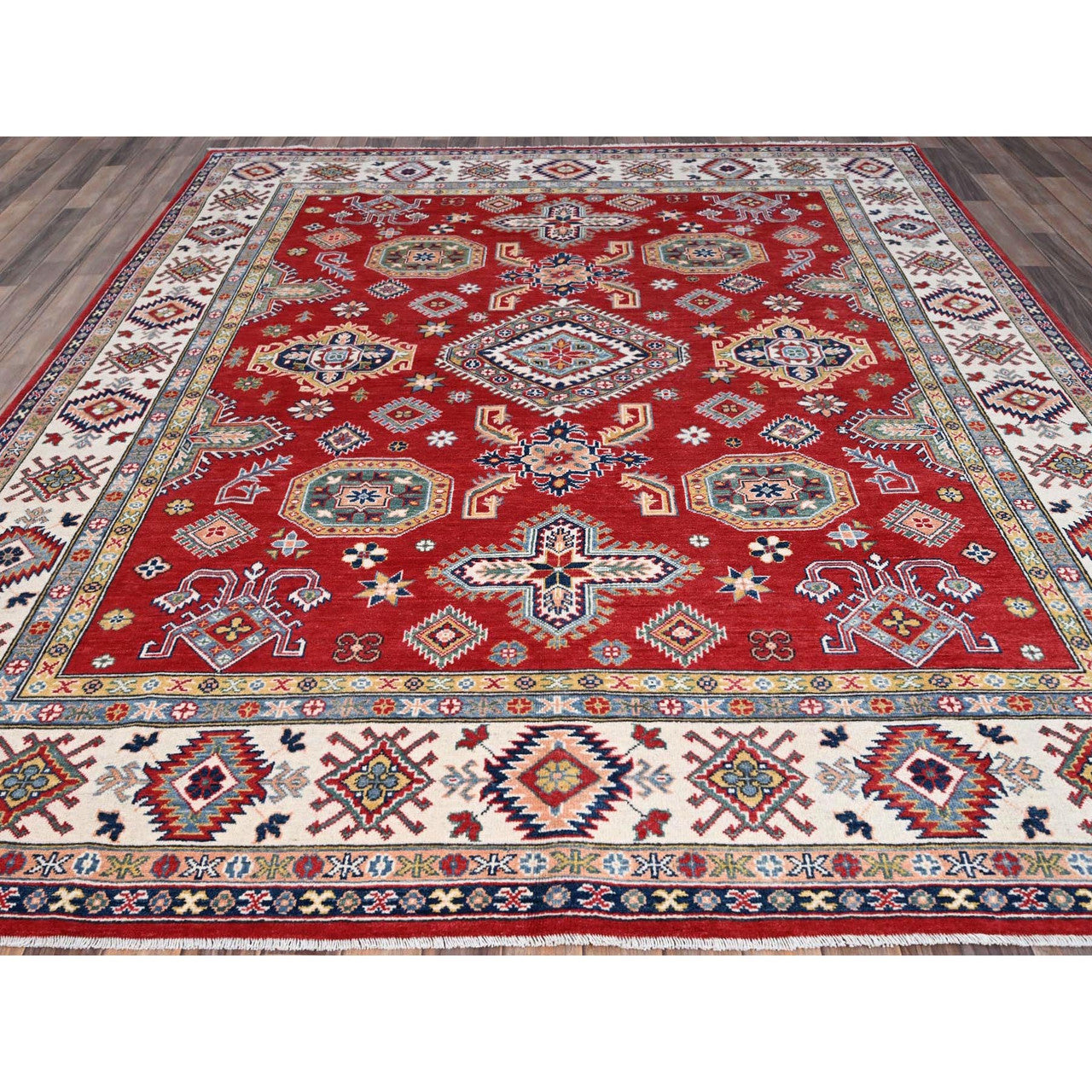Red 8'1" x 10'0" Kazak Hand knotted Wool Rug - Sku: O086794