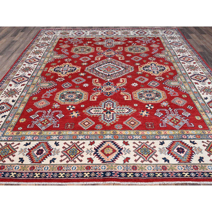 Kazak Wool Hand Knotted Rug Red Ivory 8.1X10.0 -O086794