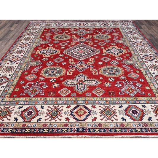 Kazak Wool Hand Knotted Rug Red Ivory 8.1X10.0 -O086794